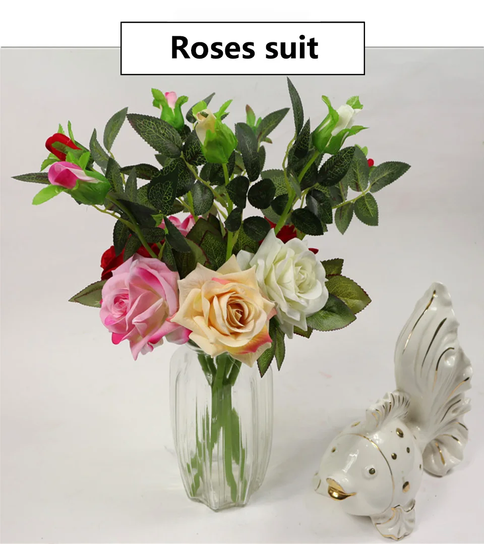 Large Artificial Flowers Roses For Wedding Party Table Home Decoration Real Touch Silk Flowers Bunches Fake Flowers Bouquet (4)