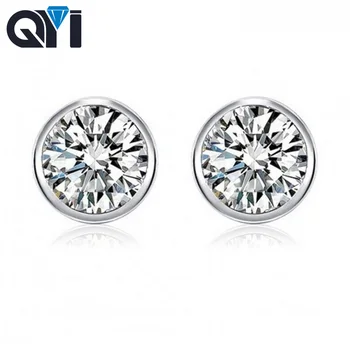 

QYI 0.8 ct Round Stud Earring For Woman 925 Sterling Silver White Sona Simulated Earring Jewelry Engagement Wedding Gift