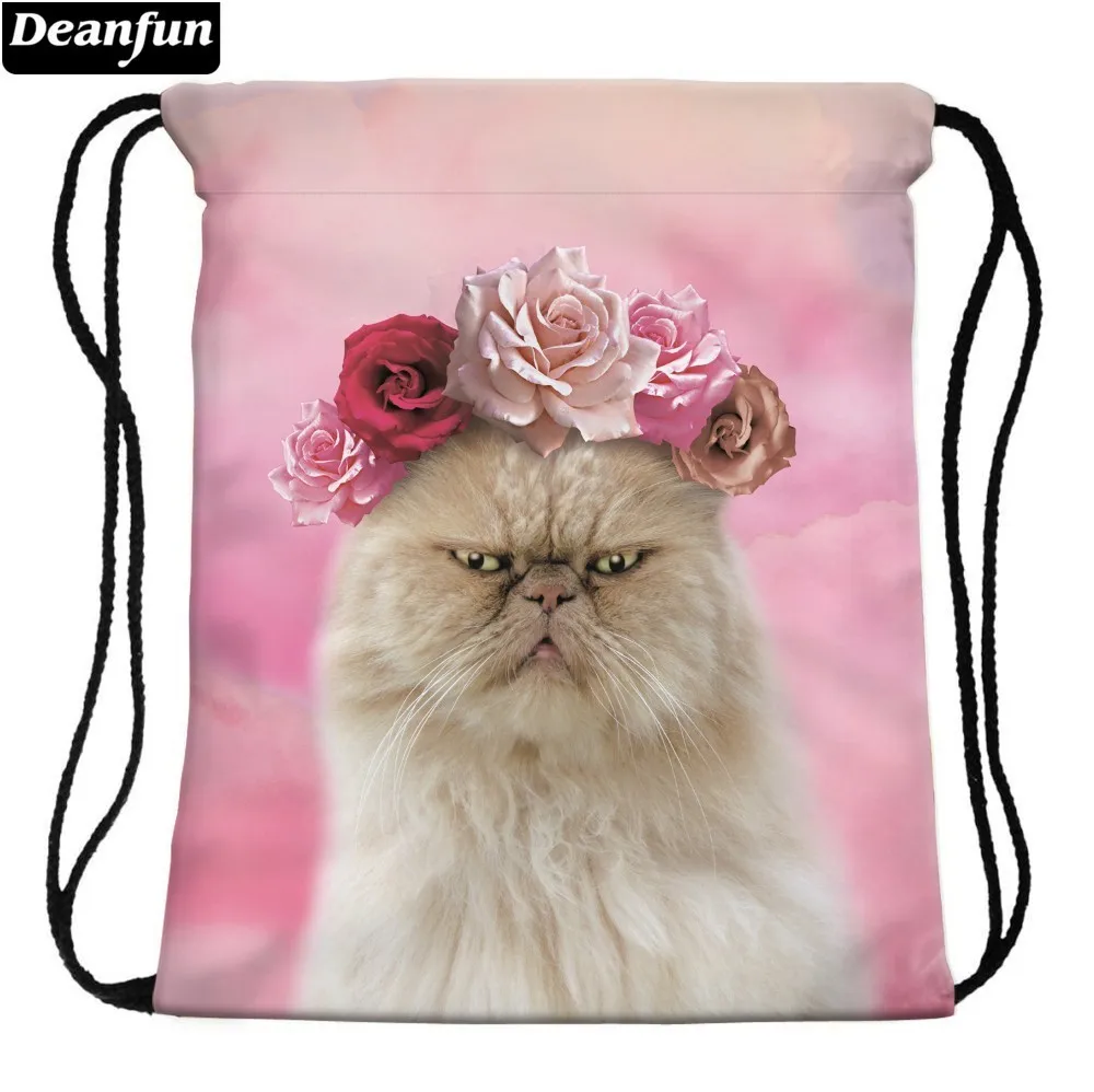 

Deanfun Unicorn Drawstring Shoulder Bag Roses Cat Polyester For Girls Travelling Storage Dropshipping 35775