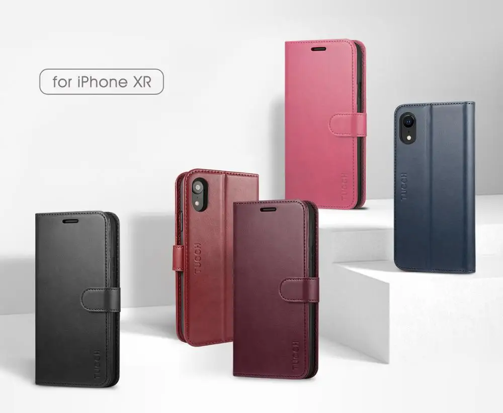 

TUCCH Wallet Case for iPhone XR Folio Slim Case【RFID Blocking】【Wireless Charging】【Kickstand】Credit Card Slots Auto Wake/Sleep