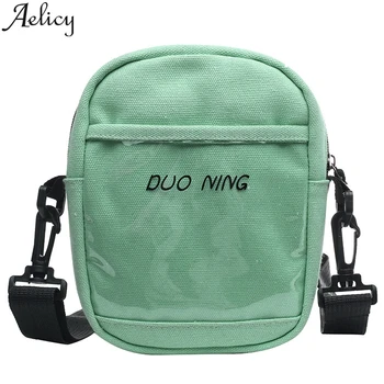 

Aelicy Fashion Ladies Trend Transparent Canvas Wild Shoulder Bags Messenger Bag Mini Canvas Bag Women