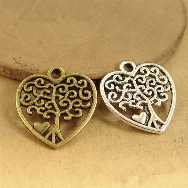 

RONGQING 100pcs/lot Hollow Tree Life Charms for Jewelry Making DIY 17*18MM Pendant Accessories