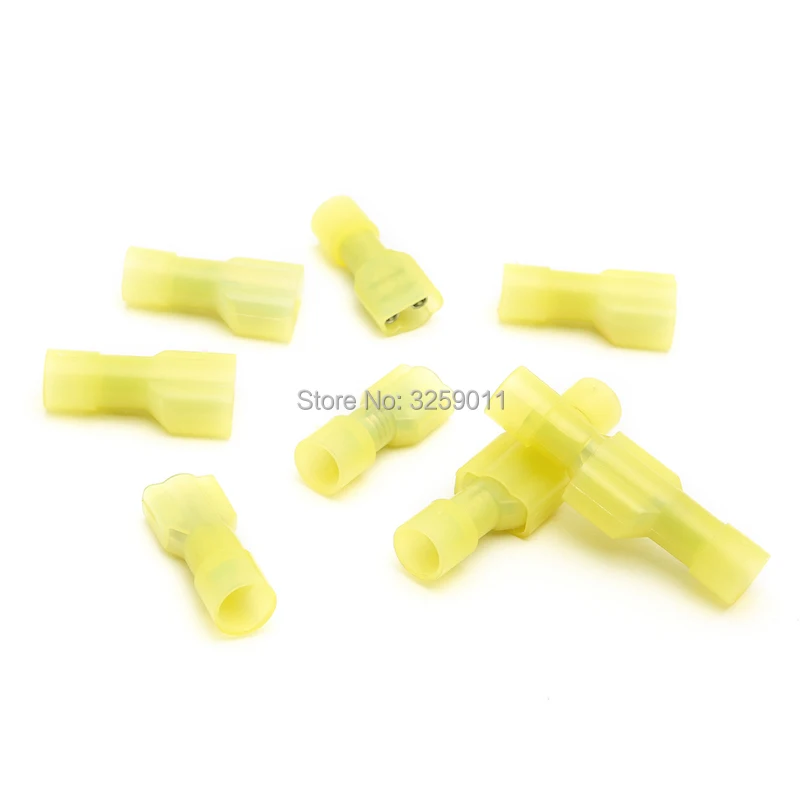 50 PC Butt Splice Wire Crimp Yellow 12-10 Awg Connector Nylon BNYF-5