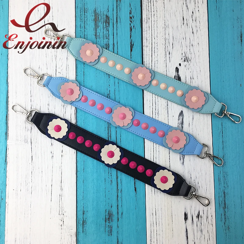 

Colorful Macaroon flowers pu leather ladies handbag accessories shoulder short strap belt 3 colors