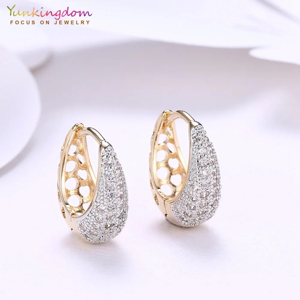 Yunkingdom, дизайнерские круглые серьги-кольца в форме капли воды для женщин, элегантные модные серьги золотого цвета LPK5137