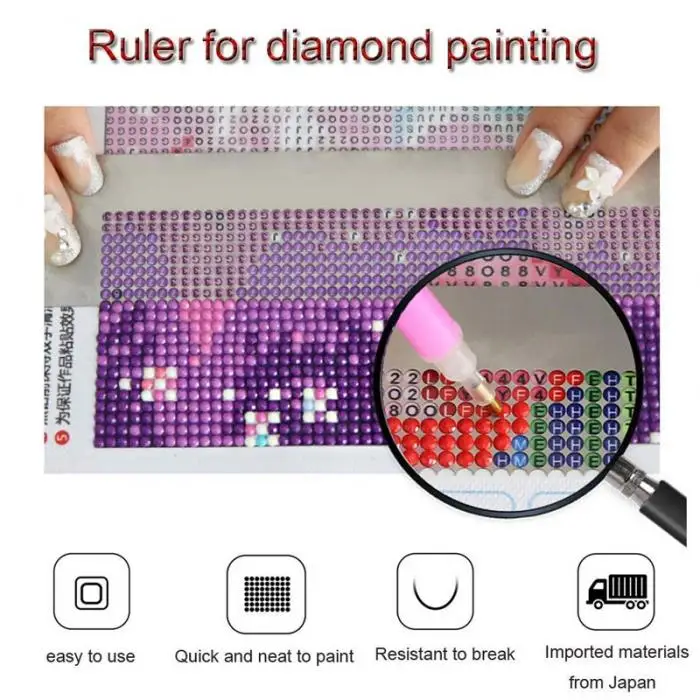 Hot 5D Diamond Painting Ruler Stainless Steel Blank Grids Round Full Drill Kit Dot Drill Diamond Embroidery Tools(free gift
