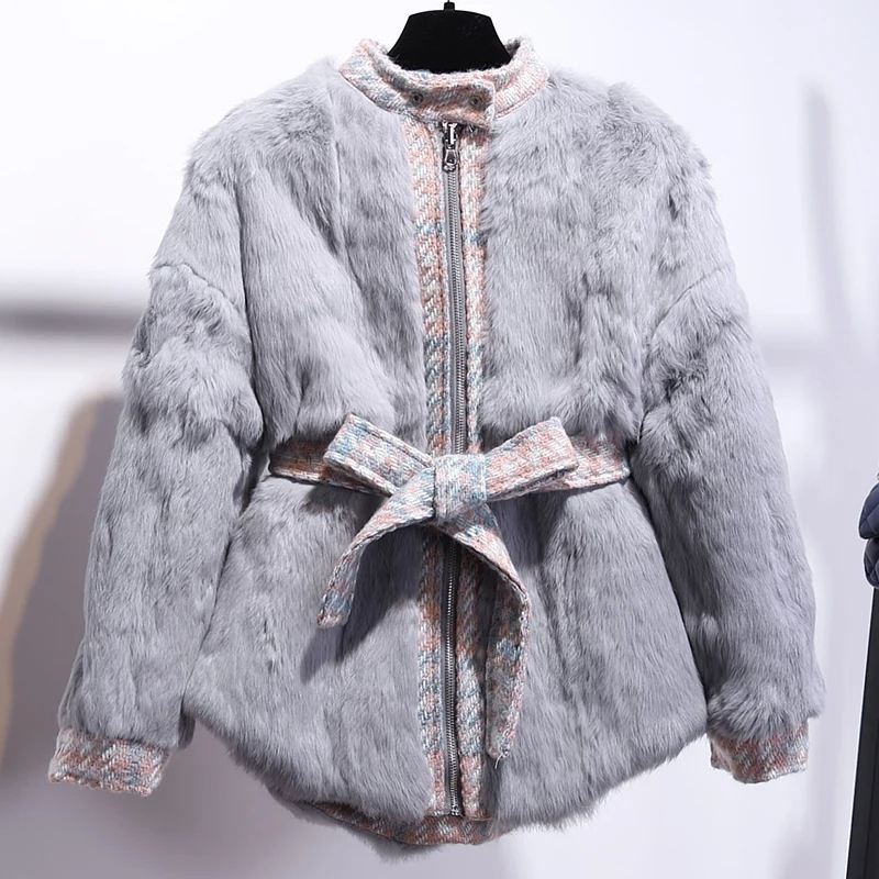 

2019 Women Winter Punk Fur Jackets Coats Brand Luxury Plaid Overcoats Faux Fox Fur Coat for Women Outwear Wear on both sides