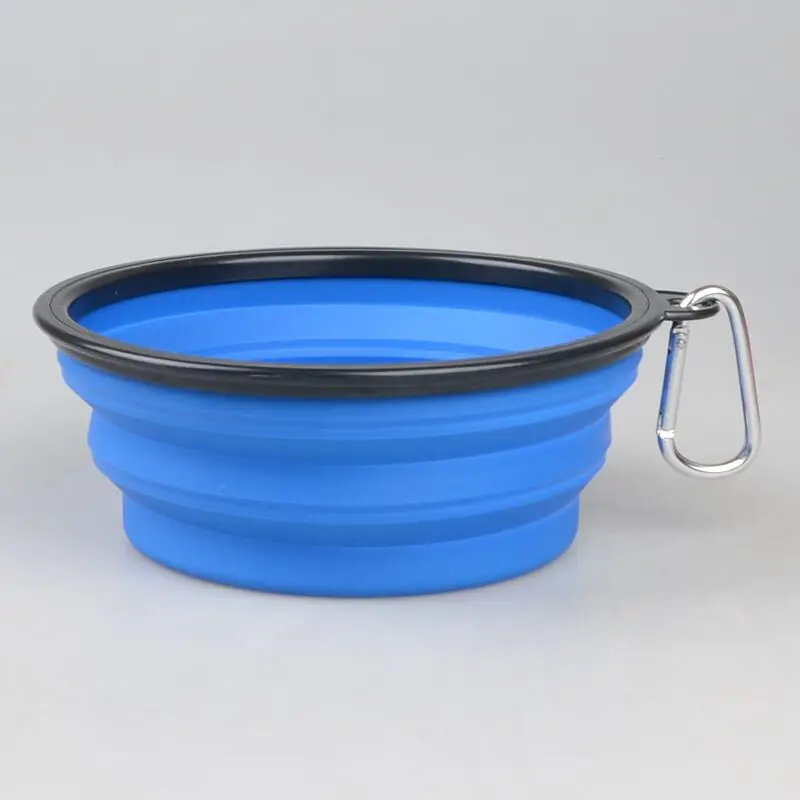 

D66 new big pet bowls with hook silicone Bowl 1000 ml pet folding portable dog bowls dog drinking water feed food bowl