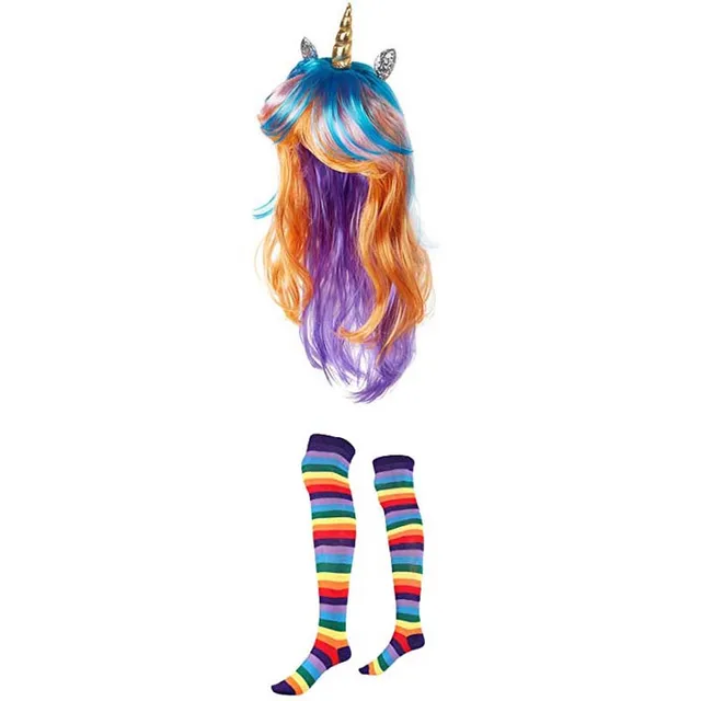Rainbow Sock Unicorn Wig For Halloween Cosplay Costumes Adult Birthday