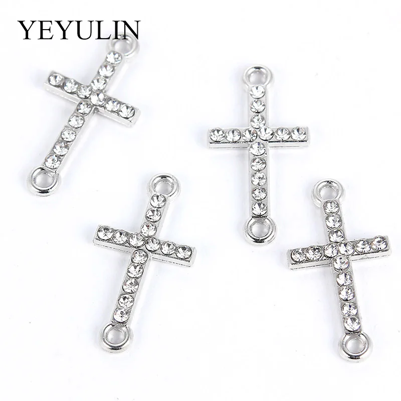 DIY кулон ожерелье ювелирных изделий 10 шт белый K сплав кристалл религия крест Разъемы бусины браслет подвески - Цвет: Style 1