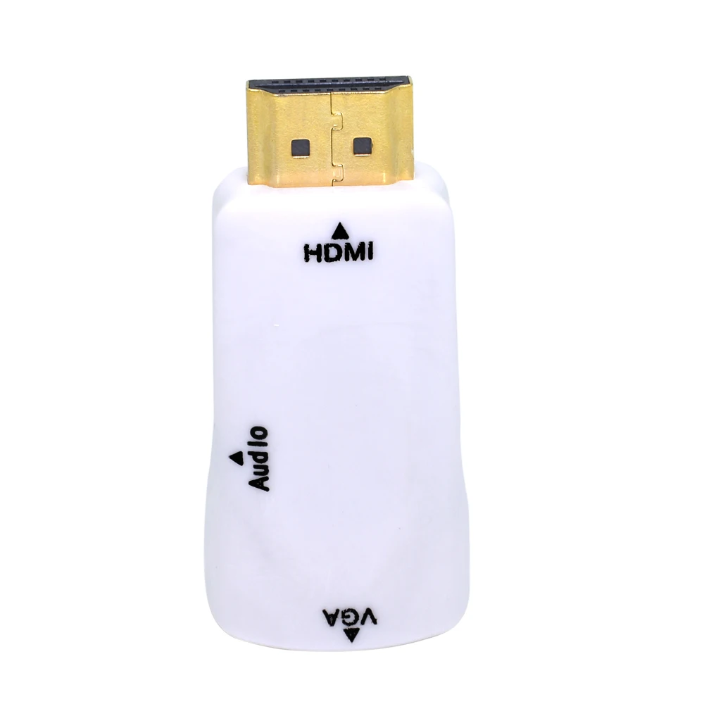 TISHRIC HDMI TO VGA Adapter Digital TO Analog Audio Converter With Audio Cable Support HD 1080P For Laptop TV Box Projector - Цвет: TSR284-White