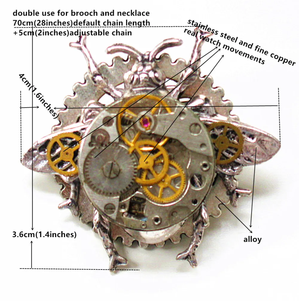 Стимпанк готический панк Рок медовая пчела часы части воротник брошь булавки подвеска цепь чокер очаровательные женские винтажные ювелирные изделия ручной работы