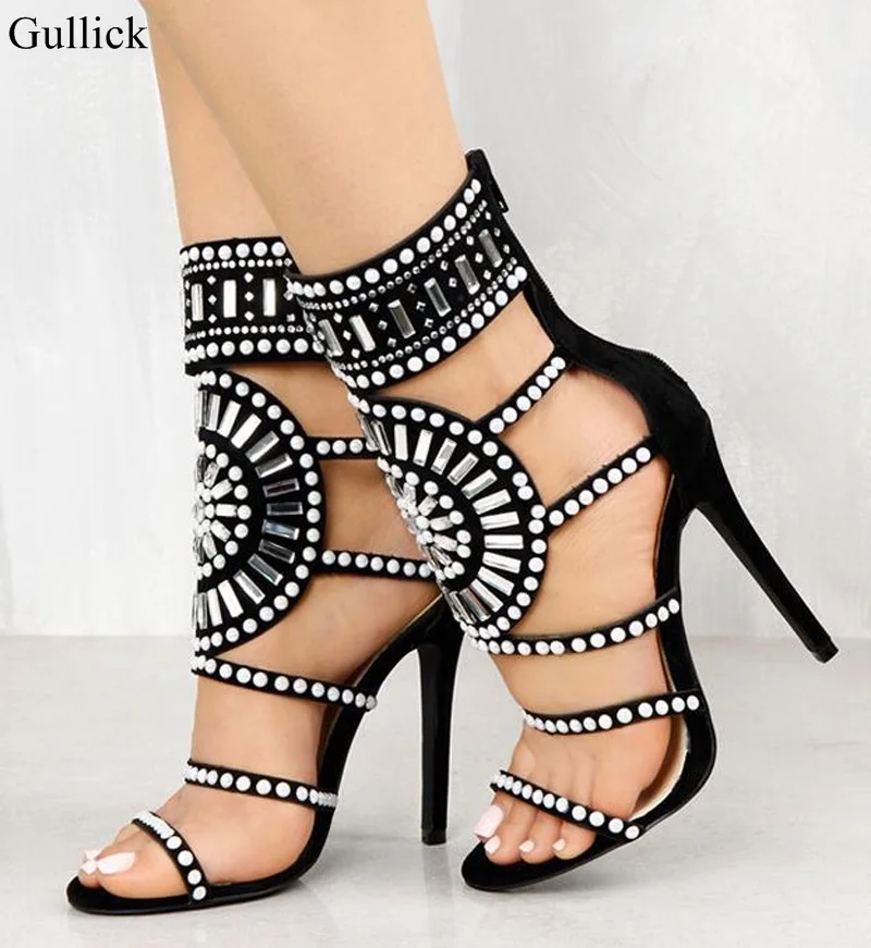 Hot Selling Women Beaded Sandals Cut-out Rhinestone Design High Heel Sandals Cut-out Crystal Ankle Wrap Gladiator Sandals Hot Selling Women Beaded Sandals Cut-out Rhinestone Design High Heel Sandals Cut-out Crystal Ankle Wrap Gladiator Sandals