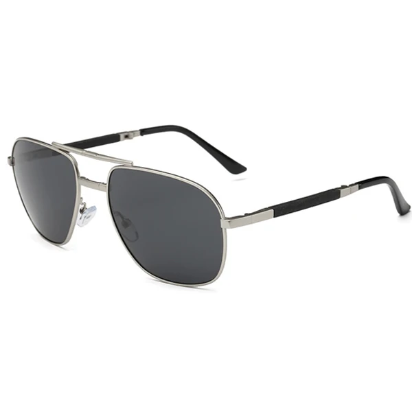 Складные солнцезащитные очки пилота мужские поляризованные Модные брендовые дизайнерские винтажные складные авиационные солнцезащитные очки для мужчин Oculos Gafas - Цвет линз: Silver Black Grey
