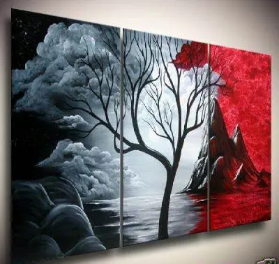 black white red canvas art