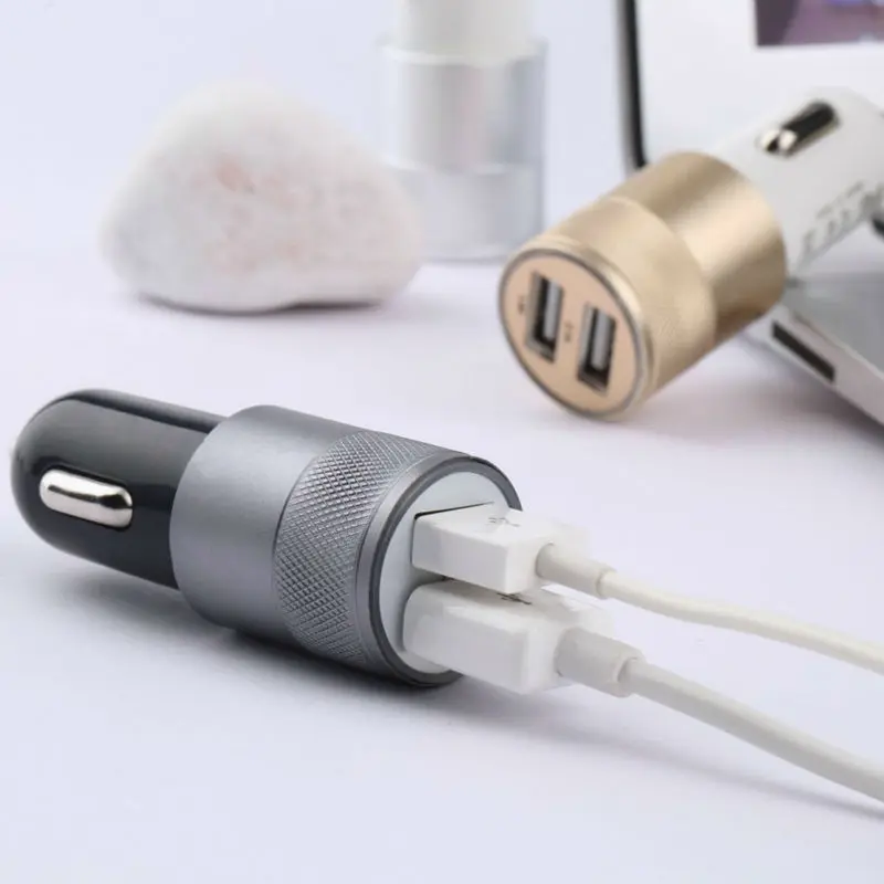 Автомобильное зарядное устройство с 2 USB портами и зарядным кабелем 3 фута типа C
