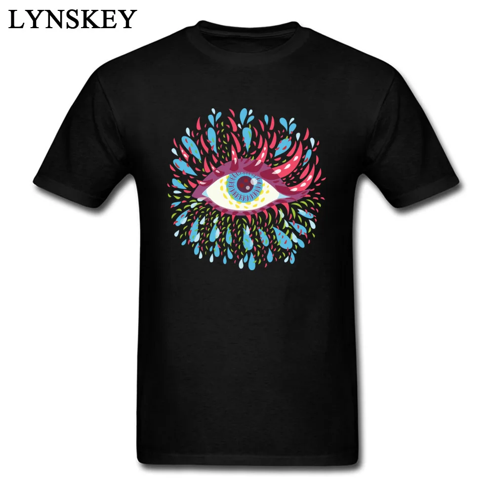 T Shirt Design Short Sleeve Brand Crewneck 100% Cotton Tops Tees Design Summer Blue Psychedelic Eye Tee Shirts for Male Blue Psychedelic Eye black