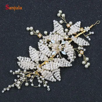 

2020 New Craft Beading Headpieces With Pearls High Quality Hand-made Gold Metal Head Accessories For Brides T012