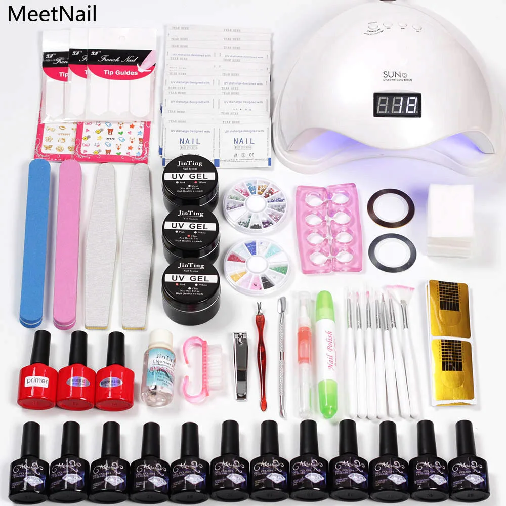 

Manicure Set With Lamp Nail Kit 6w 48w UV LED Lamp For Nail Art Sets 12pcs 8ml UV Gel Nail Polish Tools Set For Manicure Tools