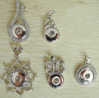 

30pcs/lot Mix 5 shapes Diy metal press snap charm pendant for making button necklace ePacket Free Shipping