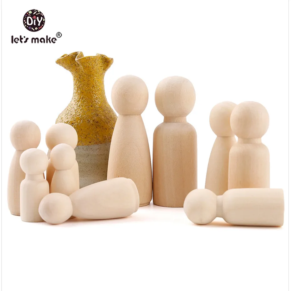 

Let's Make 100pcs Wooden Peg Dolls DIY Crafts Wooden Male/Female Natural Smooth Paint Teething Safe Toys Gifts For The New Year