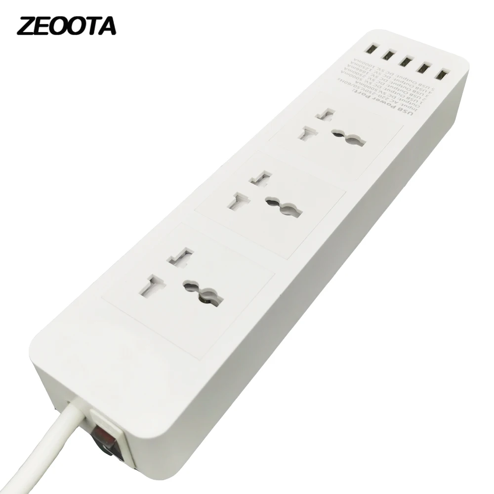 

Power Strip Universal USB Outlets Plug Sockets with USB Charger 3250W/13A Overload Surge Protector with 3m/9.8ft Extension Cord