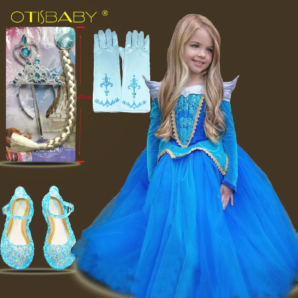 

Summer Kids Pageant Girls Aurora Costume Children Girl Fairy Cinderella Collar Princess Sofia Birthday Party Tutu Ceremony Dress