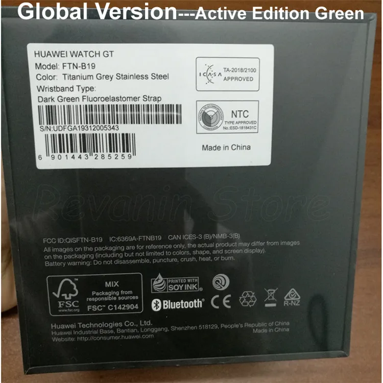 HUAWEI WATCH GT Смарт спортивные часы 1,39 дюймов AMOLED цветной экран Heartrate отчет gps плавание Бег Велоспорт сна монитор Часы - Цвет: Global Active Green
