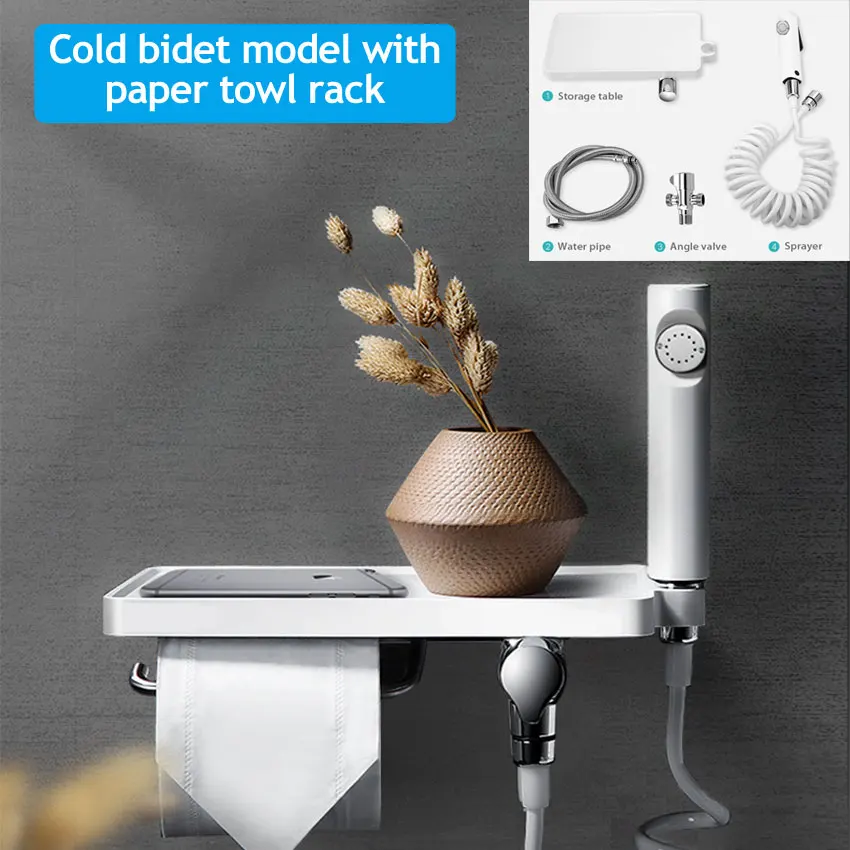 Ecofresh Бытовая нержавеющая сталь креативный держатель для рулонной бумаги, полотенец, туалетный настенный держатель для туалетной бумаги - Цвет: Cold bidet rack
