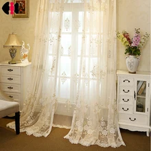 Classical luxury European Style Flower Pattern embroidered organza font b curtains b font Voile font b