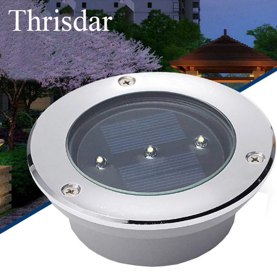 Koop Thrisdar 3 Leds Hoge Kwaliteit Zonne energie Ondergrondse licht Begraven lamp Outdoor Solar Landschap Tuinhek Stairsway Dek Lampen