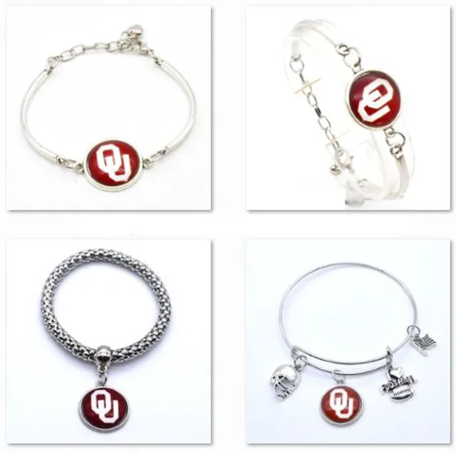 10pcs Lot Oklahoma Sooners Ncaa College Football Bracelet Customized 10pcs Lot Oklahoma Sooners Ncaa College Football Bracelet Customized Man And Women Fashion Bangle