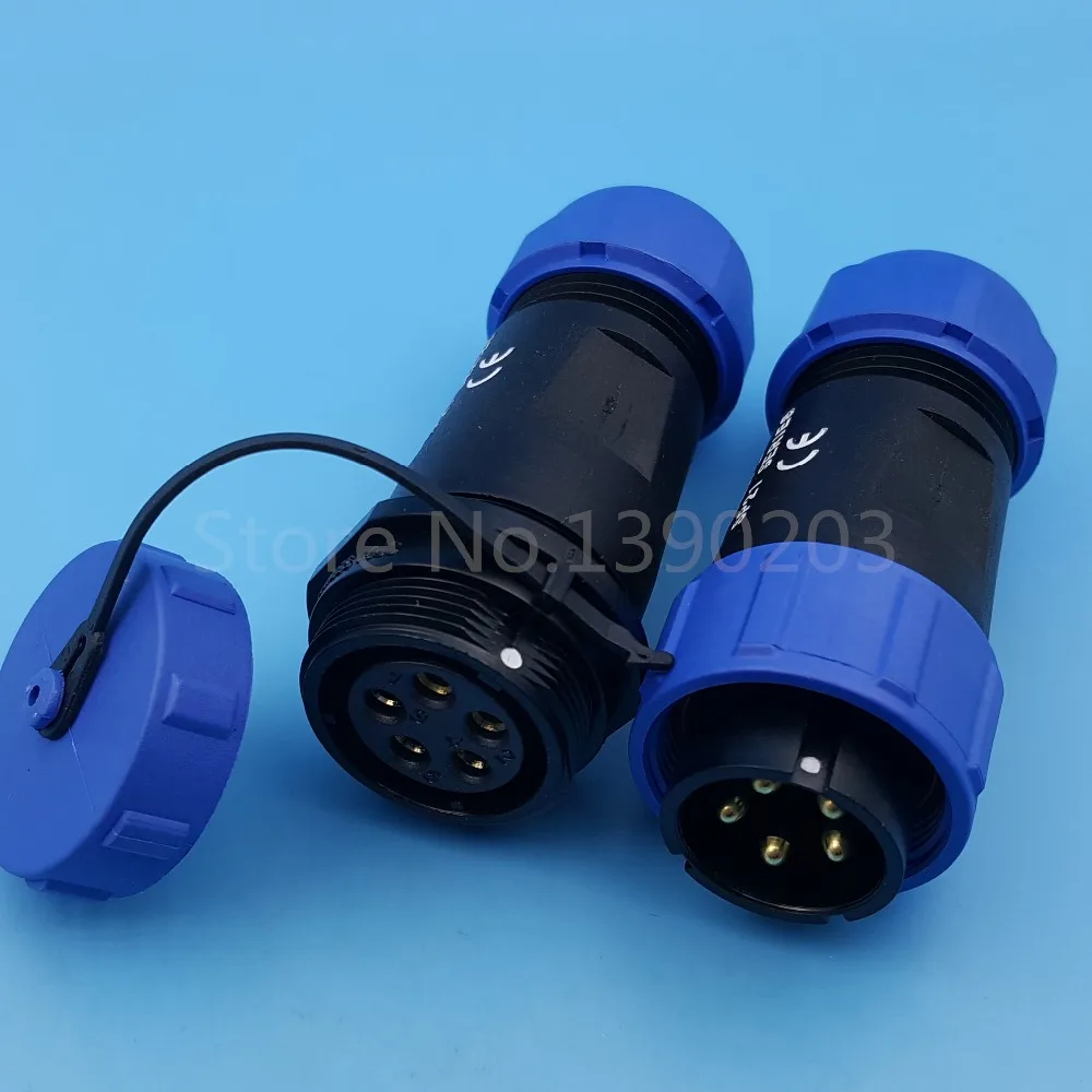 

1Set SP21 5Pin Waterproof IP68 Aviation Cable Butt Connector Threaded Coupling 500V/30A