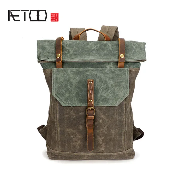 Aetoo Oil Wax Canvas Bag Europe America Retro Men Shoulder Aetoo Oil Wax Canvas Bag Europe America Retro Men Shoulder Student Travel