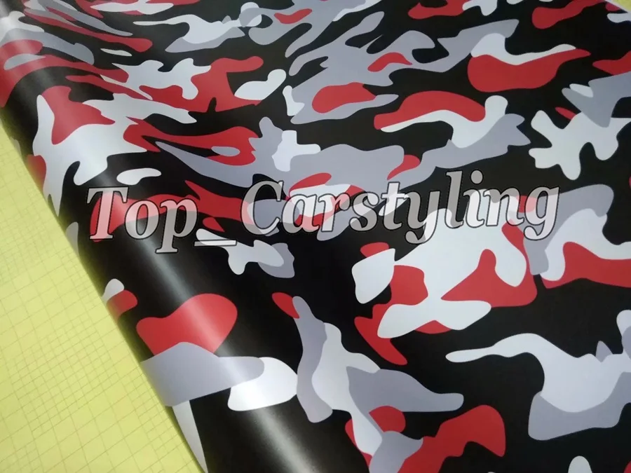 ubran white red snow camo vinyl car wrapping film camouflage car sticker foil (2)