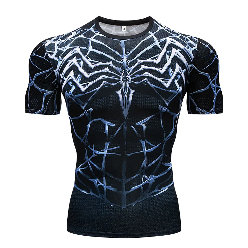 Мужская футболка для тренажерного зала, фитнеса, тонкие топы, 3D супер герой, Супермен, компрессионная рубашка, фитнес-футболка, летняя стрейчевая одежда с круглым вырезом - Цвет: CY008