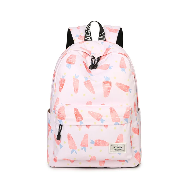 Lady Fruit Pattern Printing Backpacks with Jacquard strap Soft Cushion