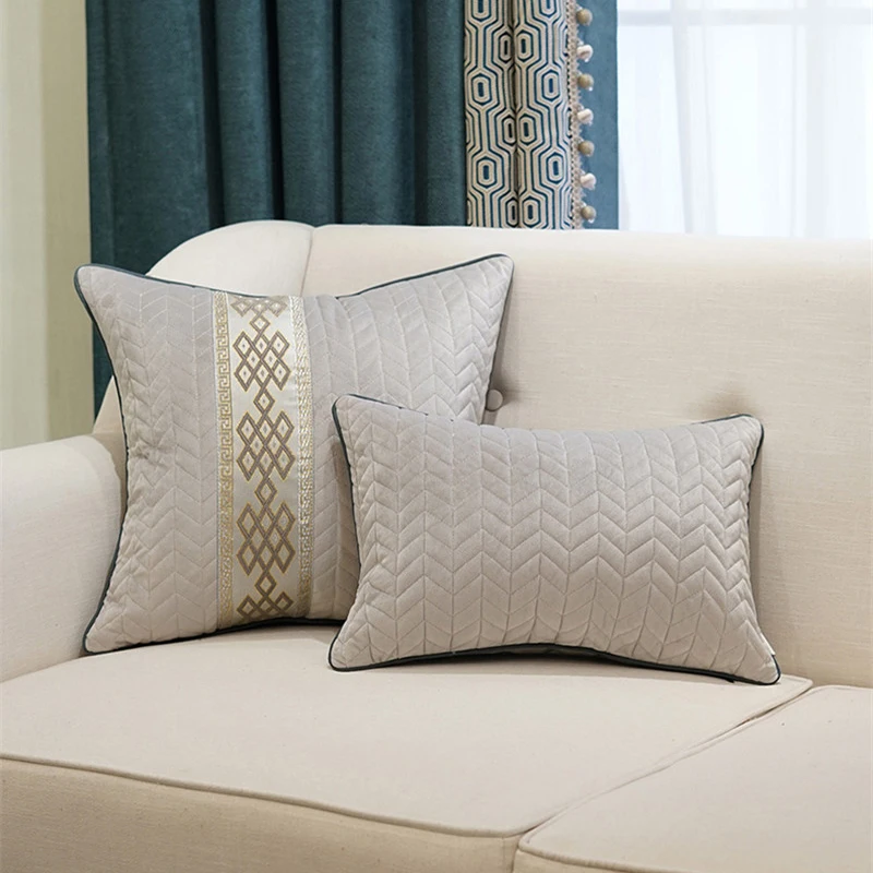 

Royal Geometric Embroidery Cushion Cover Low-key Luxury Pillow Cover Housse De Coussin Sofa Decorative Pillows Capa De Almofada
