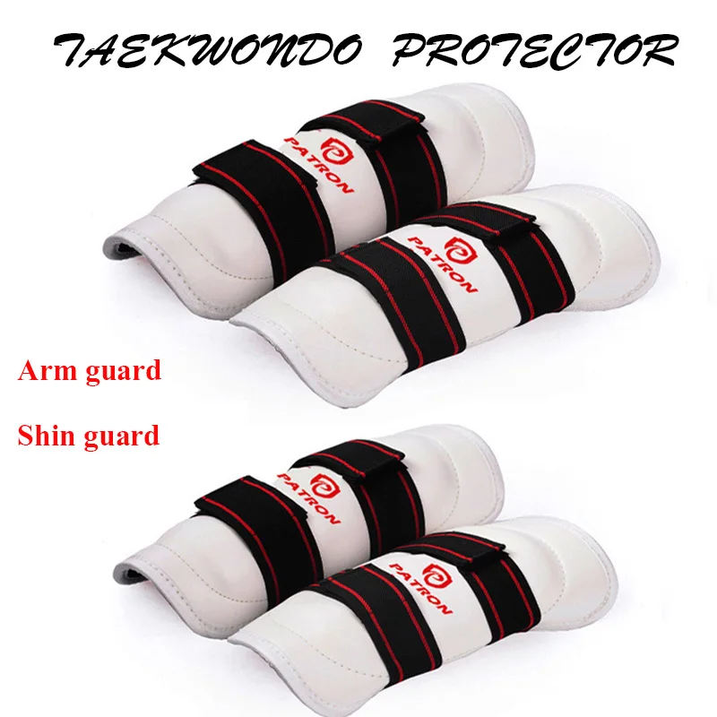 

4PCS/Set PU Taekwondo Protector Arm Shin Guard Leg Sleeve WTF ITF Muay Thai Kick Boxing Judo Wesing Karate Equipment Kid Gaiters