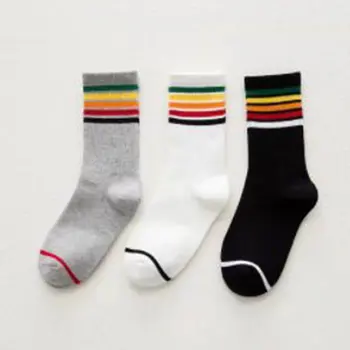 

Fashion Women Striped Socks Cotton Hip Hop Streetwear Rainbow Men Girls Funny Socks Soft Autumn Winter Funny Socks