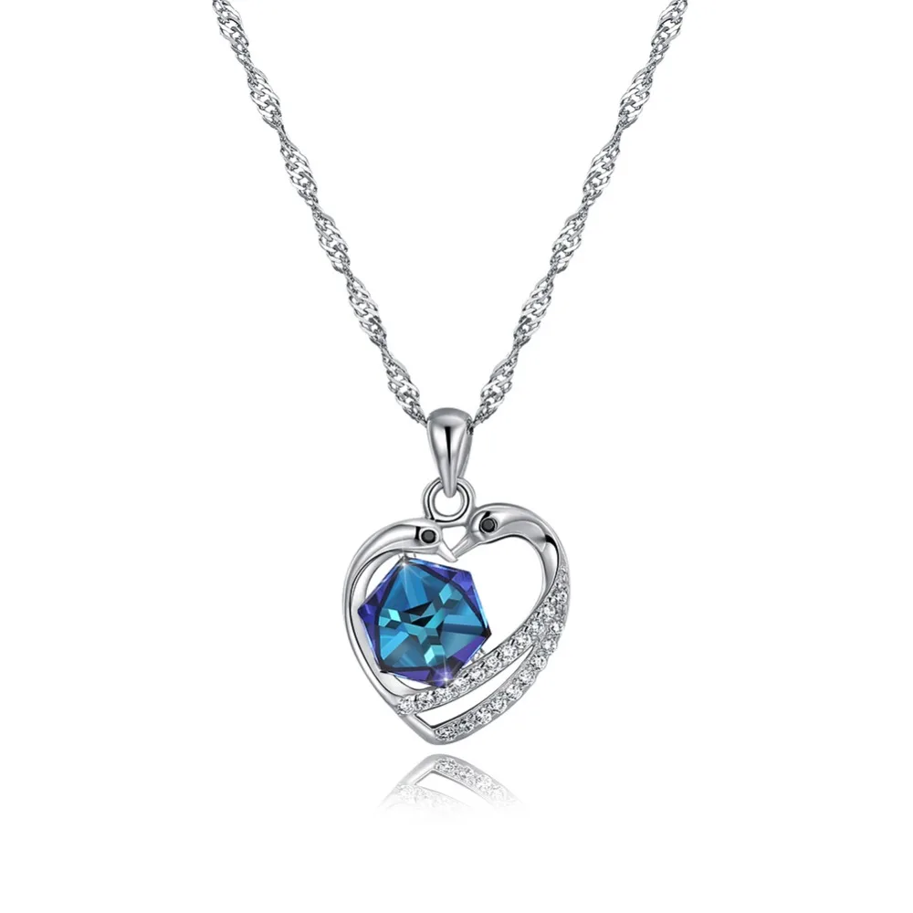 

V882 Silver necklace Heart Rings Women's Crown Zircon necklace Jewelry Women's Engagement Party Wholesale