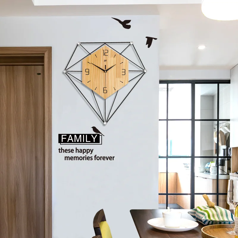 ^Cheap Watches Modern Minimalist Living Room Wall Clock European Creative Solid Wood Home Hanging Table Bedroom Decoration Mute Clock