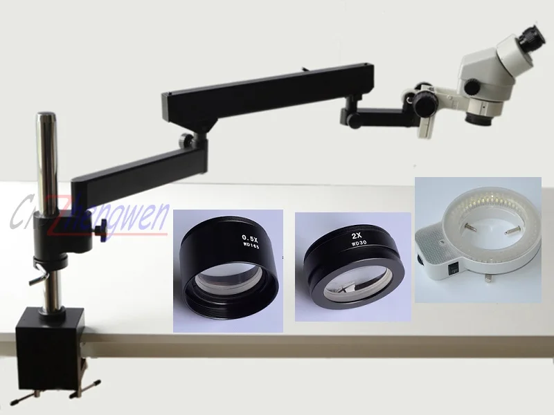 

FYSCOPE 7X-45X 3.5X-90X Binocular Articulating Arm Pillar Clamp Zoom Microscope+144LED Microscope