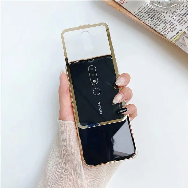 Для Nokia 6,1 Plus чехол 5," Nokia X6 чехол пластинчатый Металл бампер прозрачный ПК задняя крышка для Nokia 6,1 Plus X6 чехол для телефона