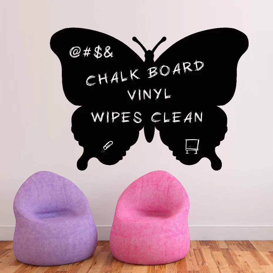 Butterfly Chalkboard Wall Art Decals Kitchen Wall Sticker For Kids Bedroom Removable Blackboard Waterproof Wallpaper Home Decor
