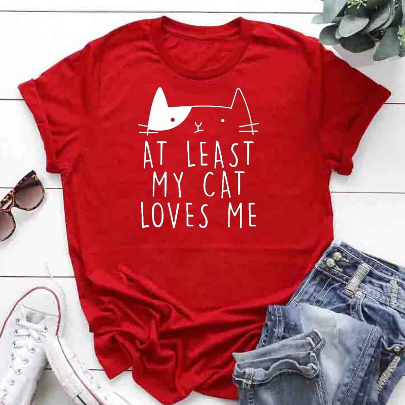 Модная женская футболка с надписью My Cat Love M свободная Летняя Повседневная