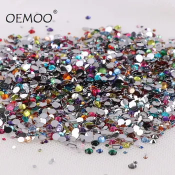 

1000pcs rhinestone resin Mix Color and Size Round Flatback Glue On Stones Nail Art Mobile Phone Gems