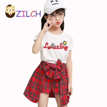 

2018 Girls Set Summer Children's Leisure Korean Edition Set Little Girl Short Sleeve Two-piece T-shirt and Dress
