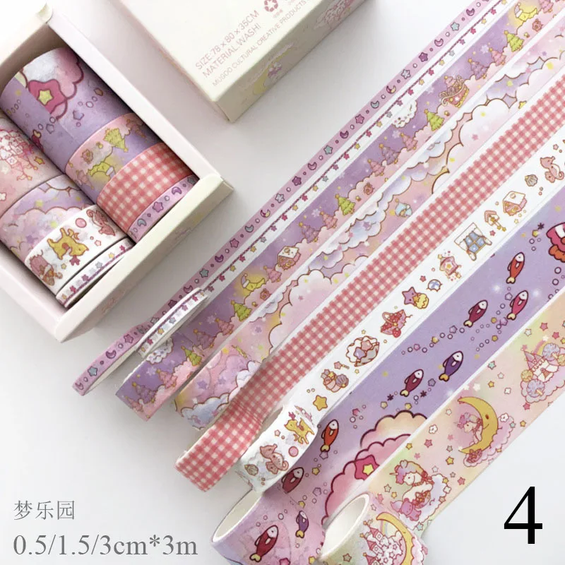 3/8 шт. Kawaii Фламинго лента Washi "Русалка" симпатичная Верхняя одежда Зеленый Маскировка листьев лента декоративная клейкая лента для детей Скрапбукинг дневник канцелярские принадлежности - Color: 4