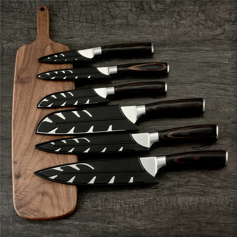XYj 6 шт. черный пластиковый кухонный нож Защитная крышка для набора ножей из нержавеющей стали Новое поступление высокое качество крышка ножа